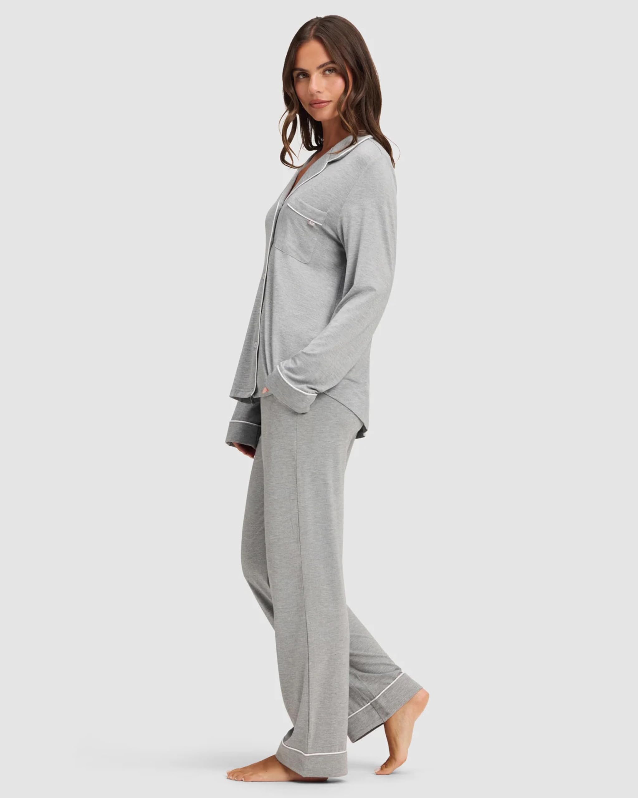Cozy Earth 100% Viscose From Bamboo Long Sleeve Pajama Set For Women - Button-Up Sleepwear - Image 4