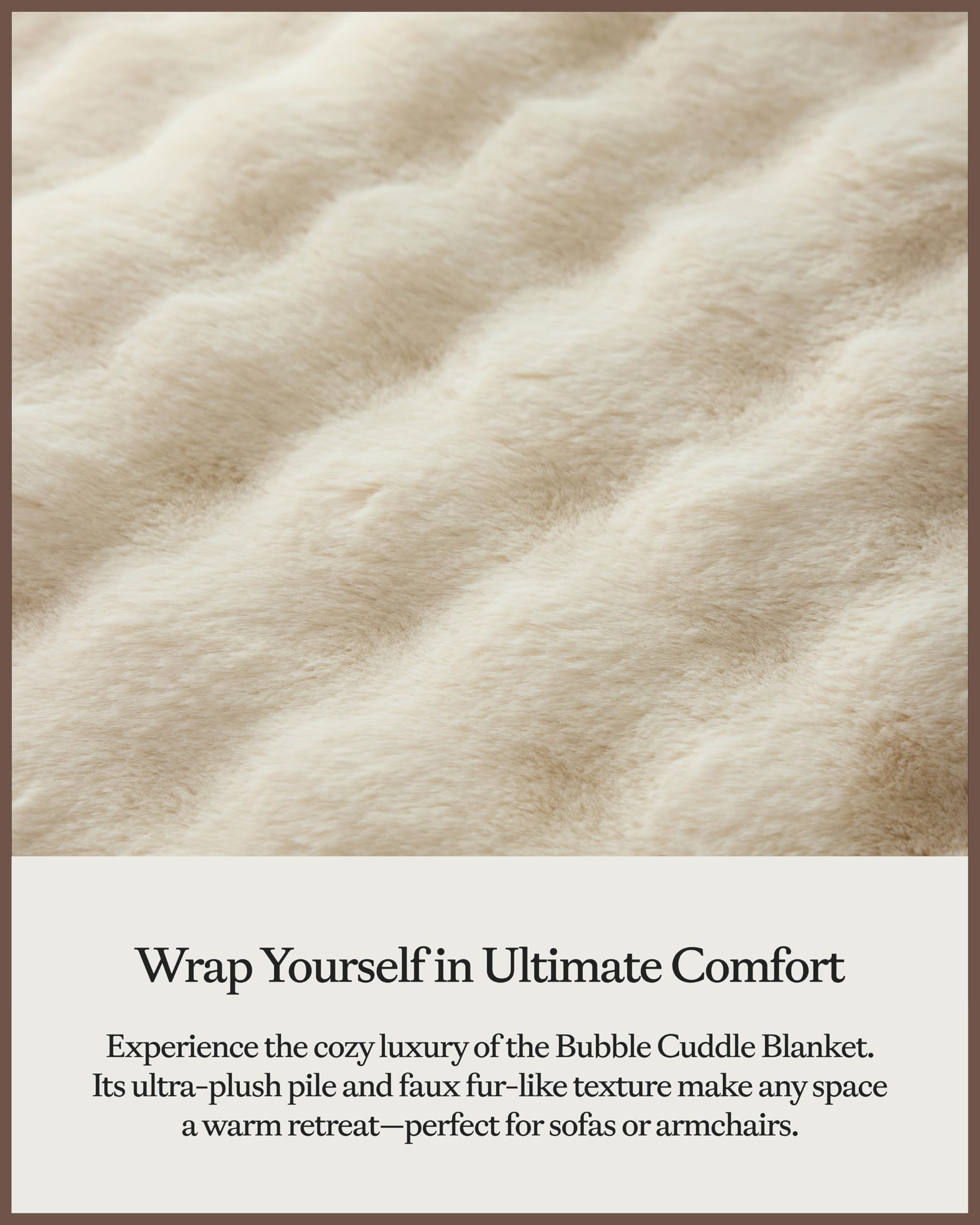 Cozy Earth Bubble Cuddle Blanket - Faux Fur Ultra-Soft Luxury Throw Blanket - Comfortably Weighted Design for Lounging or Sharing - Machine Washable - Oversized Throw 80" x 60" - Creme - Image 4