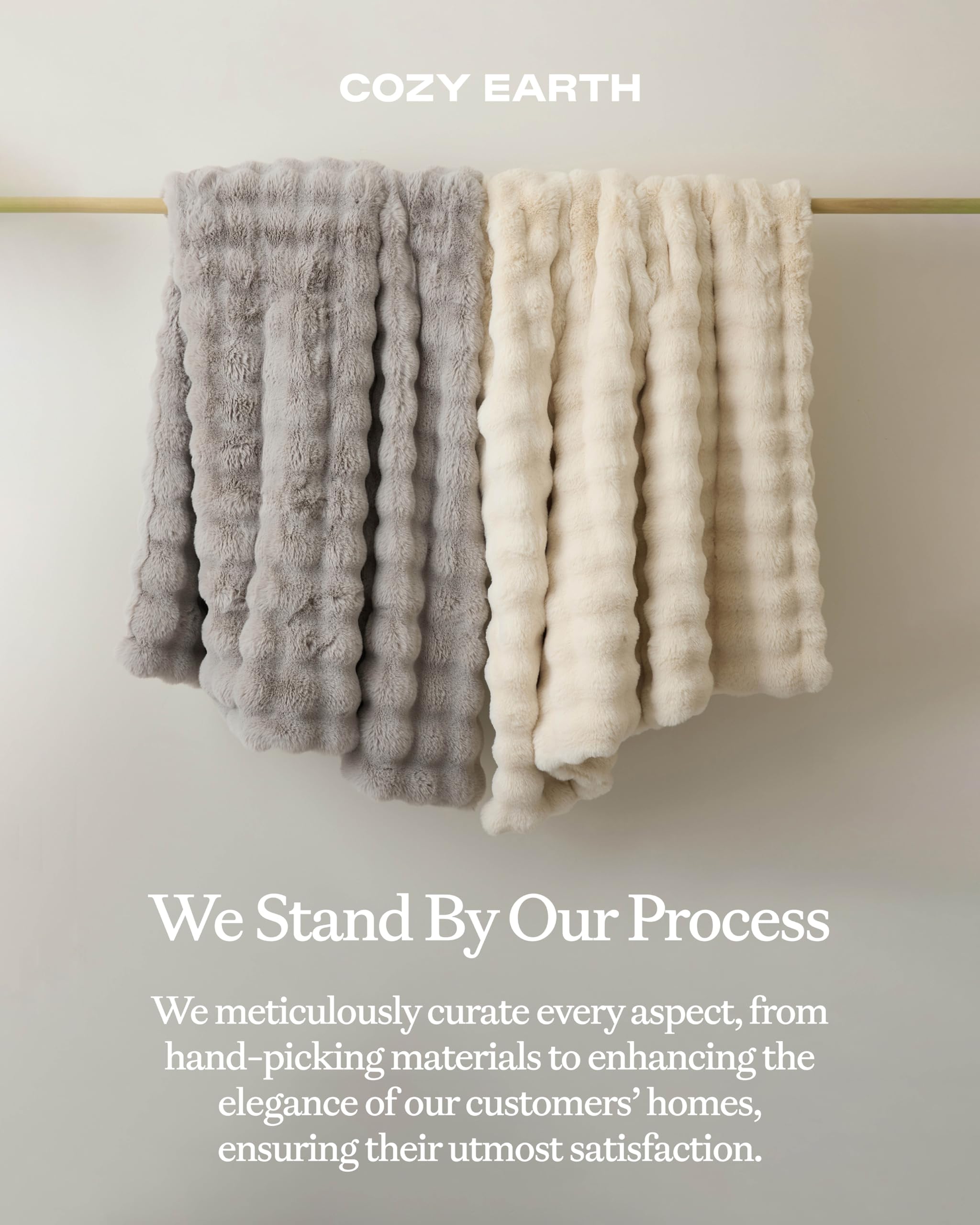 Cozy Earth Bubble Cuddle Blanket - Faux Fur Ultra-Soft Luxury Throw Blanket - Comfortably Weighted Design for Lounging or Sharing - Machine Washable - Oversized Throw 80" x 60" - Creme - Image 6