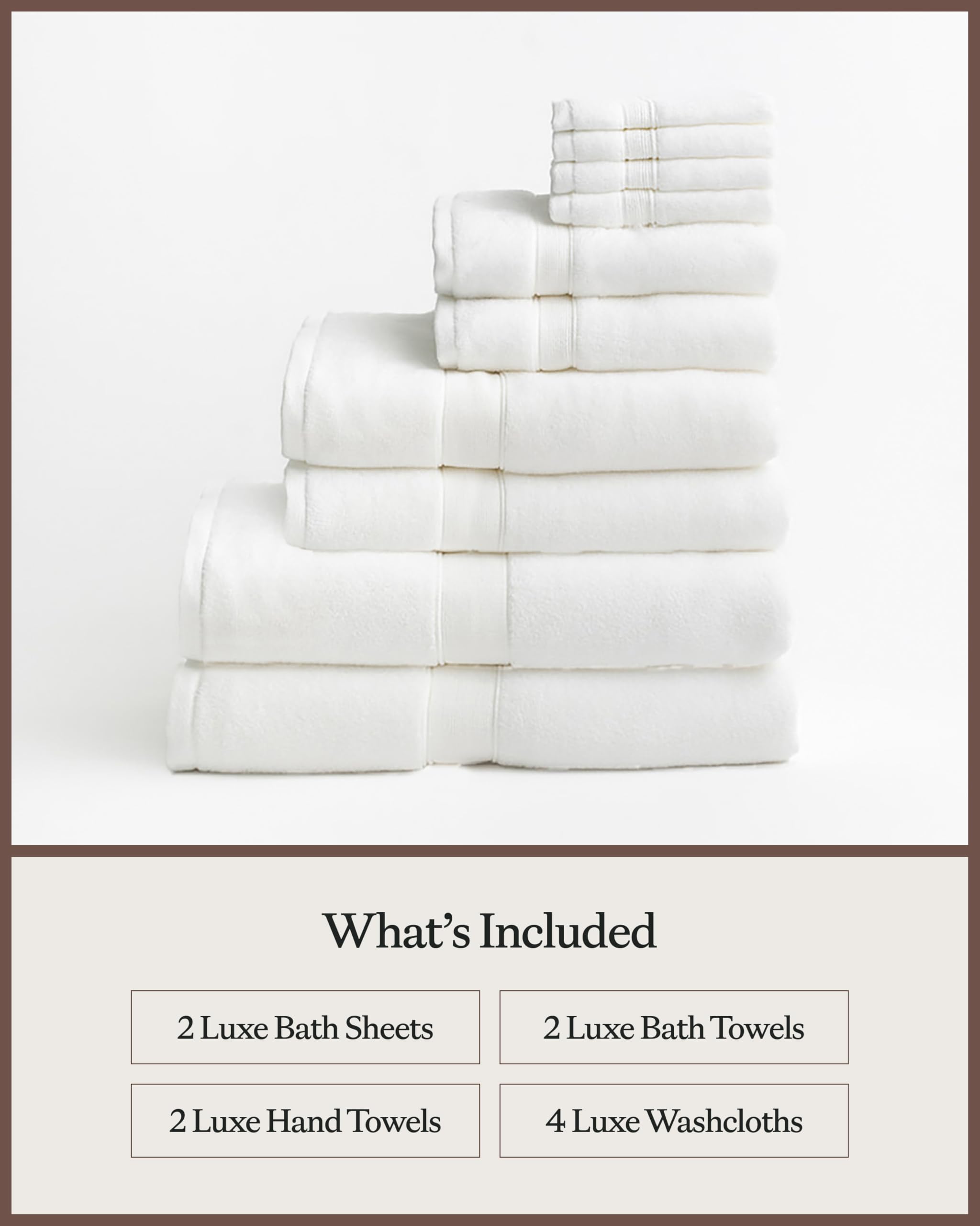 Cozy Earth Complete Luxe Bath Bundle - 60% Cotton 40% Viscose from Bamboo - Quick Dry & Plush Cotton Bath Towel Set - 4 Washcloths, 2 Hand Towels, 2 Bath Towels, 2 Bath Sheets - White - Image 3