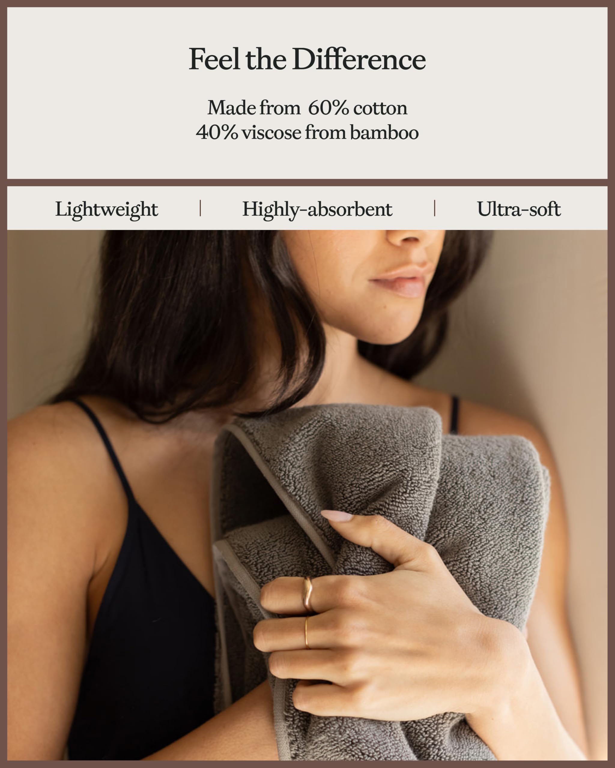 Cozy Earth Complete Luxe Bath Bundle - 60% Cotton 40% Viscose from Bamboo - Quick Dry & Plush Cotton Bath Towel Set - 4 Washcloths, 2 Hand Towels, 2 Bath Towels, 2 Bath Sheets - White - Image 5
