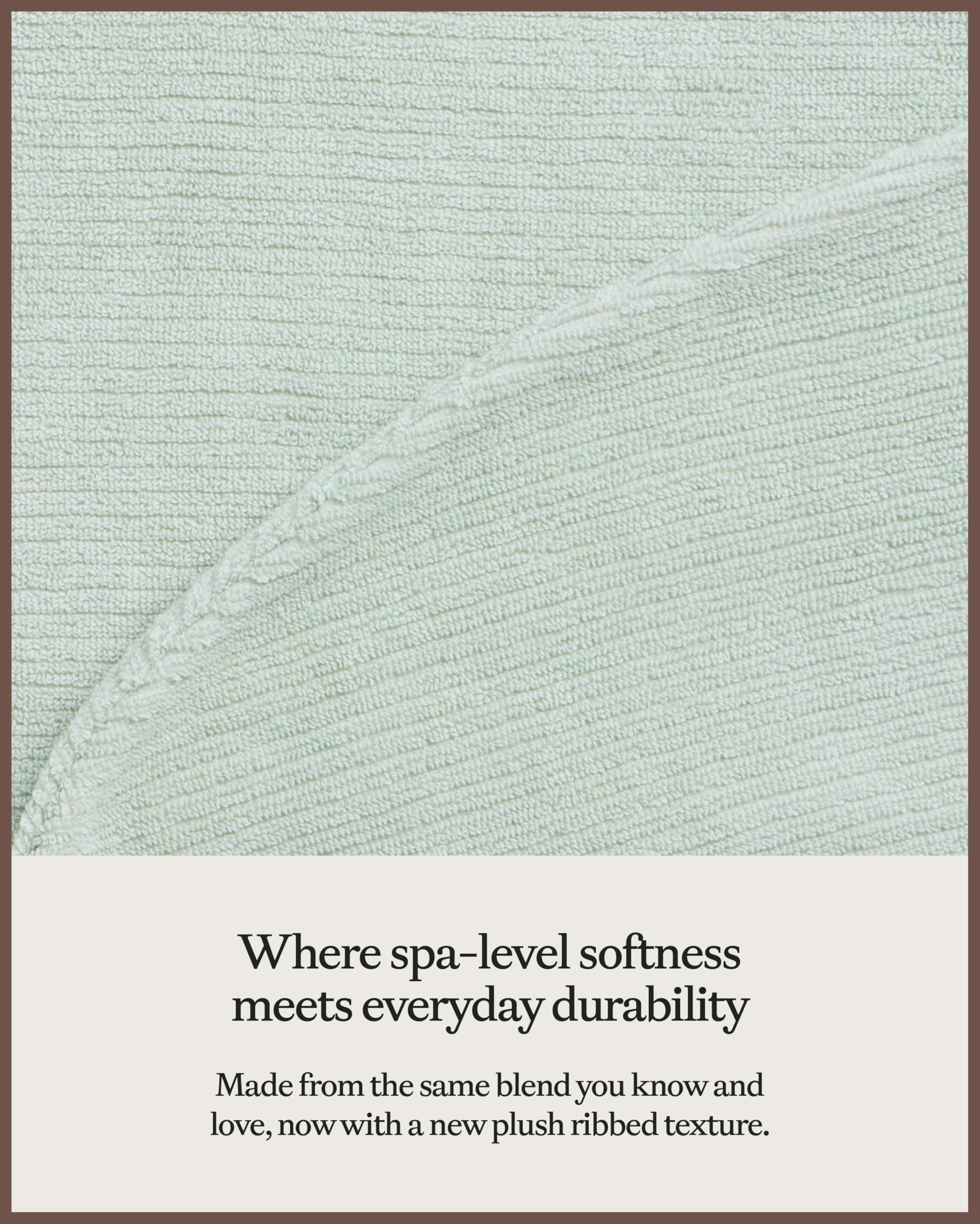 Cozy Earth Complete Ribbed Terry Bath Bundle - 60% Cotton 40% Viscose from Bamboo - Soft & Absorbent Cotton Bath Towel Set - 4 Washcloths, 2 Hand Towels, 2 Bath Towels, 2 Bath Sheets - Laurel - Image 4