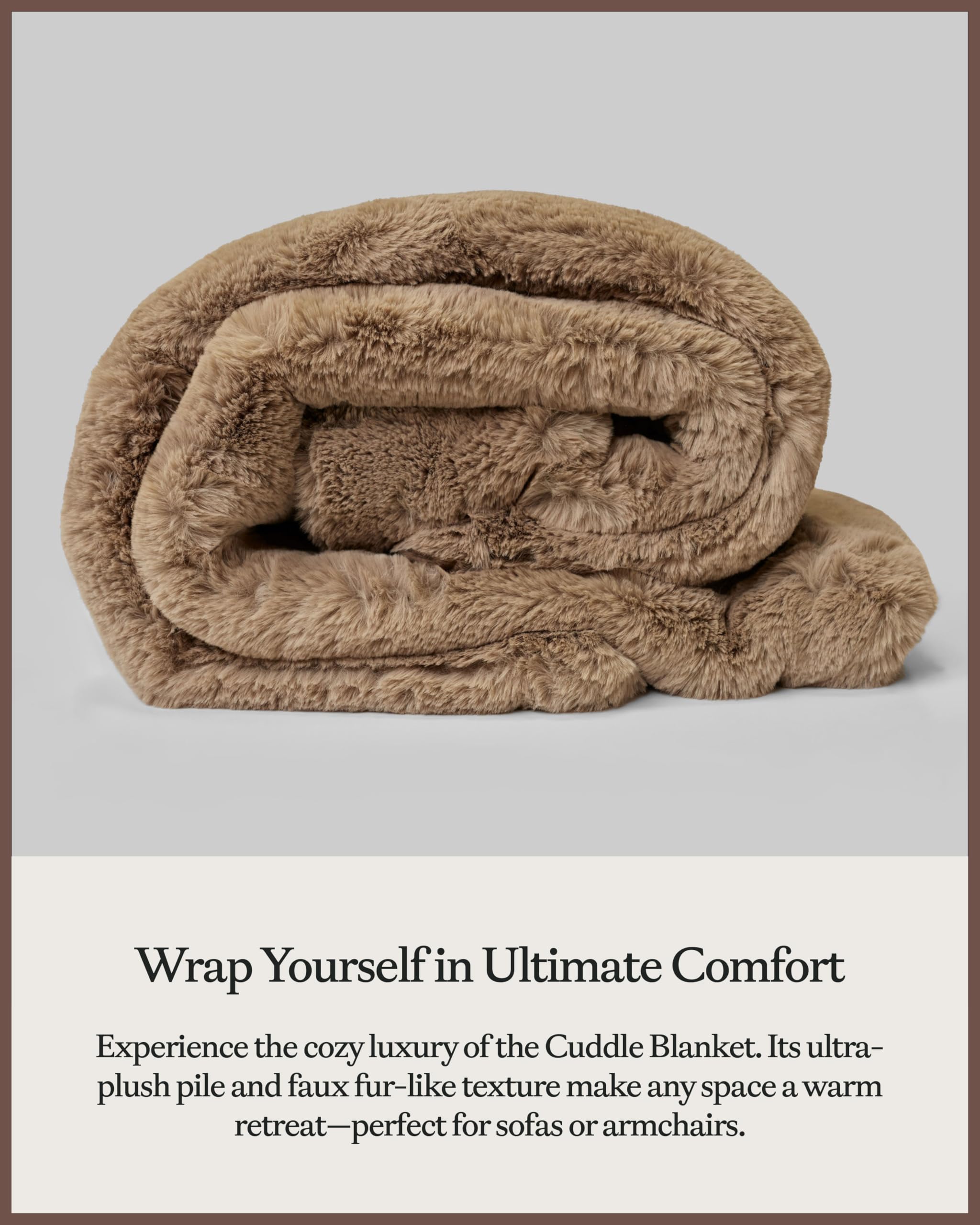 Cozy Earth Cuddle Blanket - Faux Fur Ultra-Soft Luxury Throw Blanket - Thick & Cozy Oversized Design for Lounging or Sharing - Machine Washable - Oversize Throw 80" x 60" Walnut - Image 4