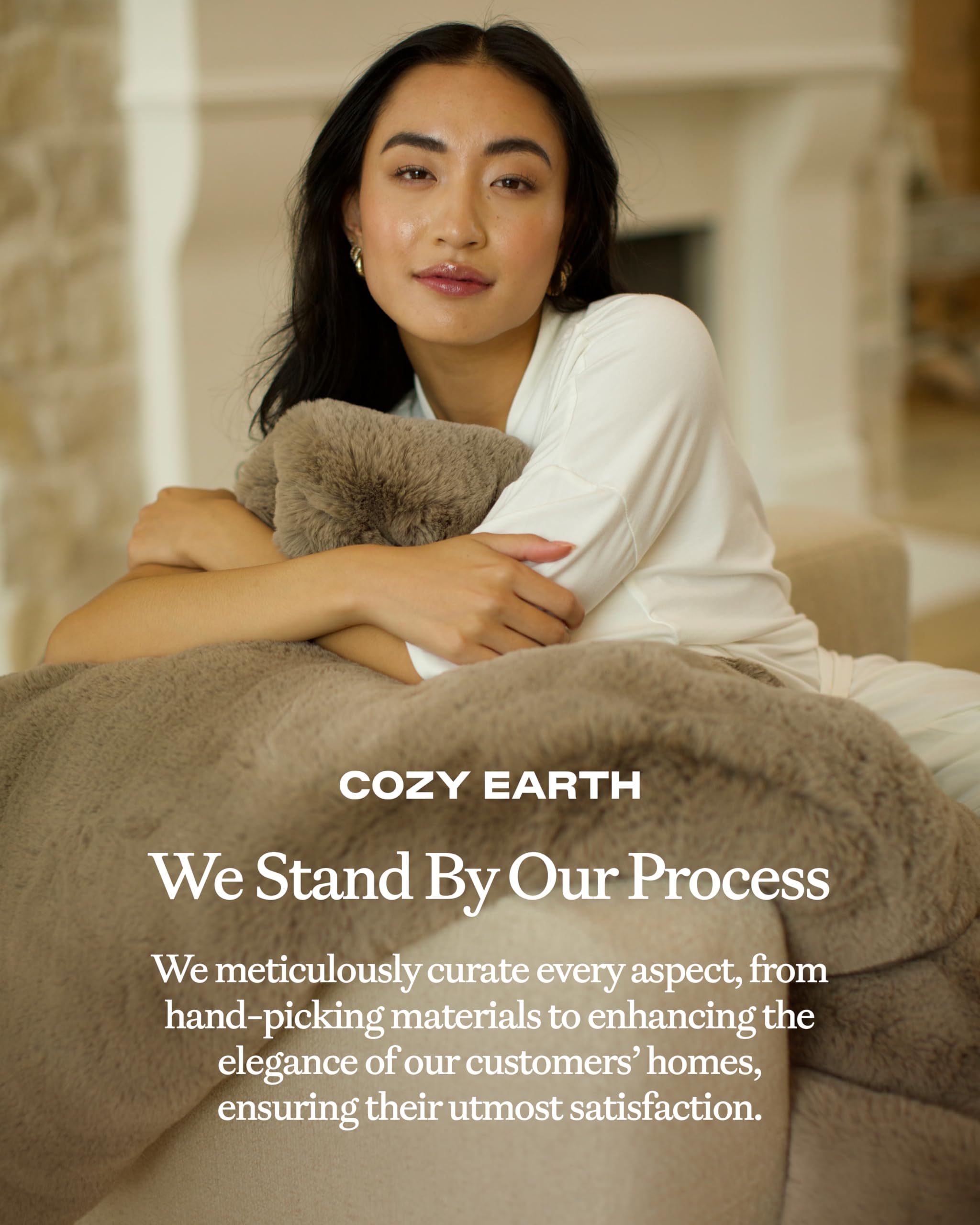 Cozy Earth Cuddle Blanket - Faux Fur Ultra-Soft Luxury Throw Blanket - Thick & Cozy Oversized Design for Lounging or Sharing - Machine Washable - Oversize Throw 80" x 60" Walnut - Image 6