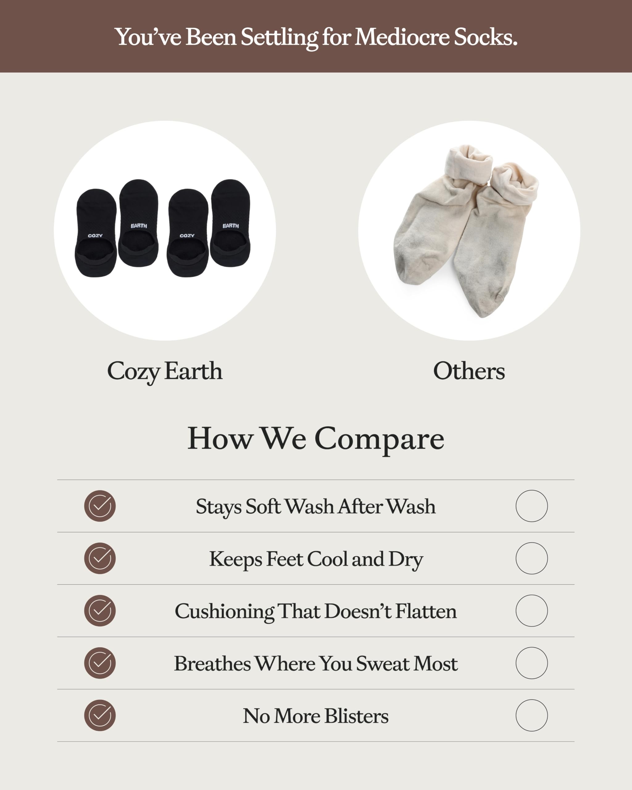 Cozy Earth Essential No Show Socks for Women And Men – Soft Cotton Low Cut Socks – Heel Grip & Blister Protection – 4 Pack - Image 6