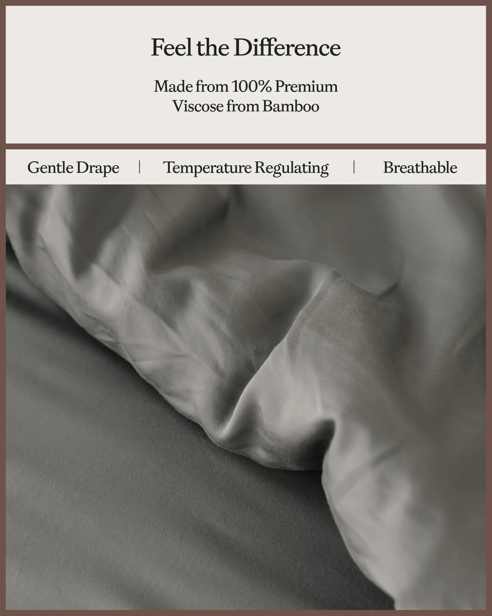 Cozy Earth Luxury Duvet Cover King - 100% Viscose from Bamboo - Ultra-Soft, Cooling & Lightweight Duvet Cover - Temperature-Regulating Bedding with Concealed Zip & Interior Snap Closures - Dove Grey - Image 4