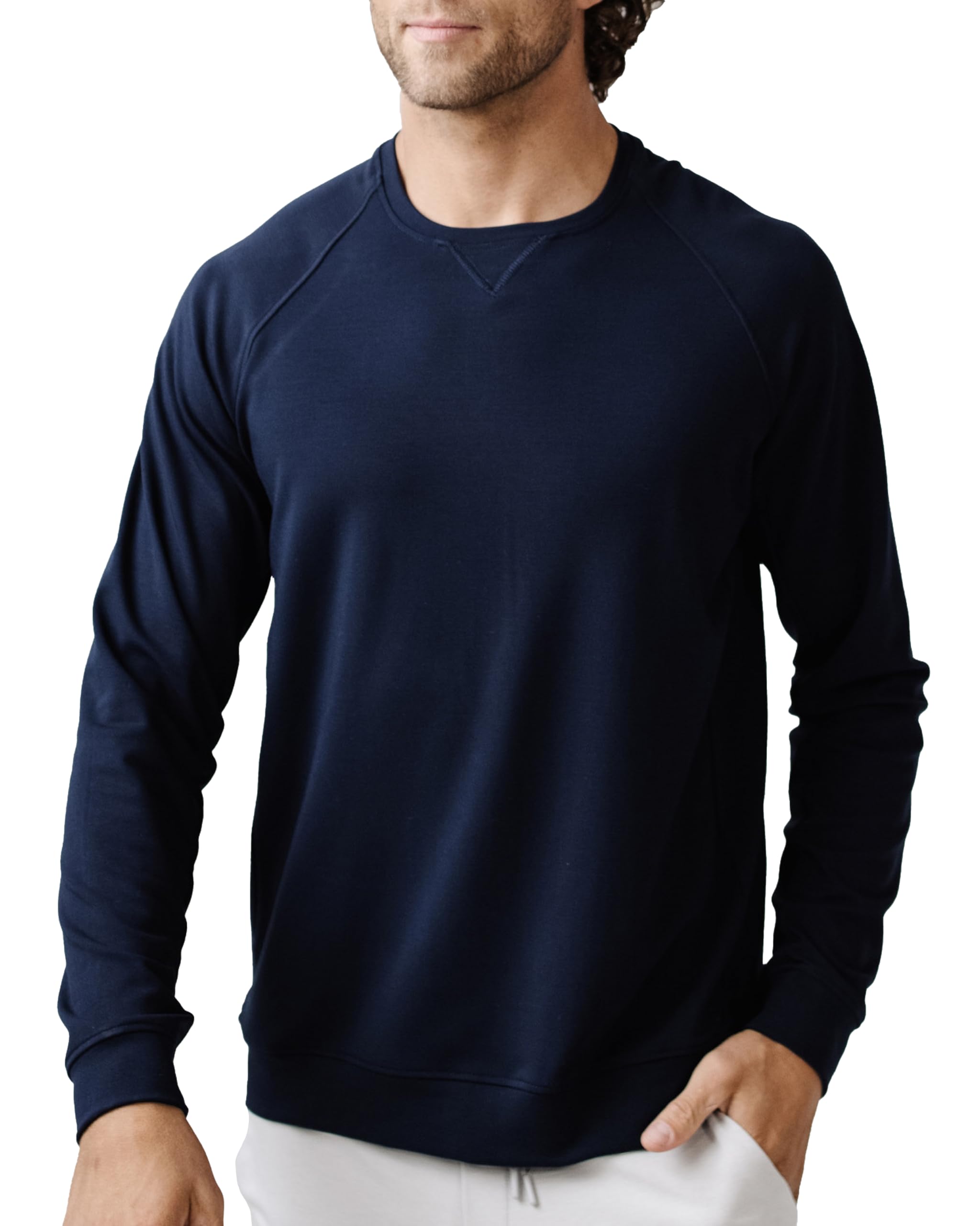 Cozy Earth Men’s Pullover Crew Neck Sweatshirt - Lightweight Viscose from Bamboo Blend