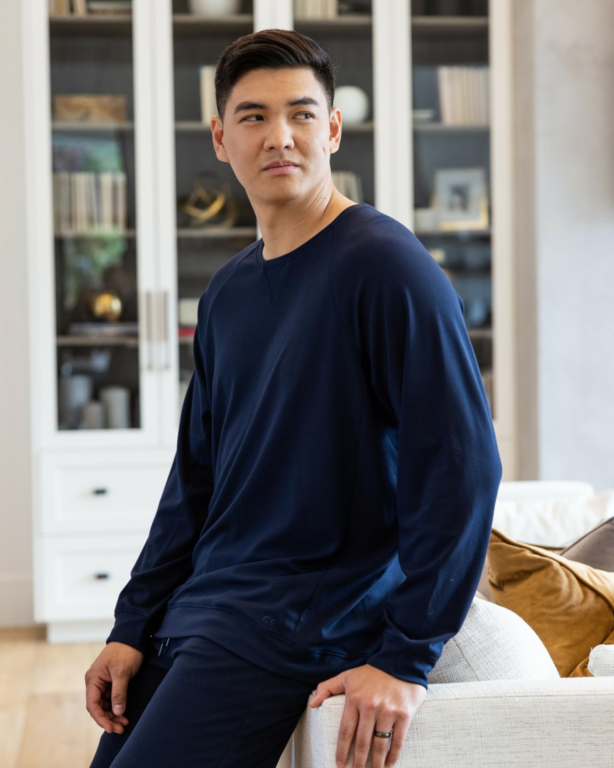 Cozy Earth Men’s Pullover Crew Neck Sweatshirt - Lightweight Viscose from Bamboo Blend - Image 3