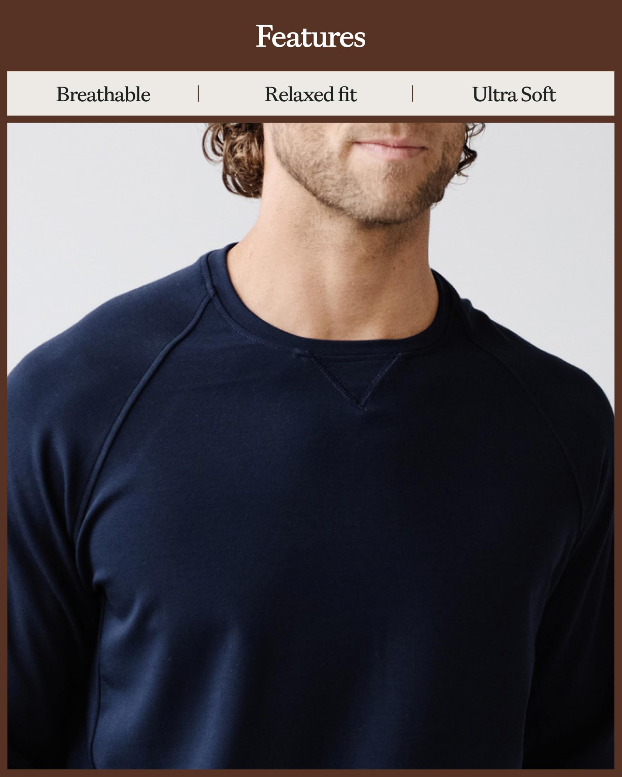 Cozy Earth Men’s Pullover Crew Neck Sweatshirt - Lightweight Viscose from Bamboo Blend - Image 4