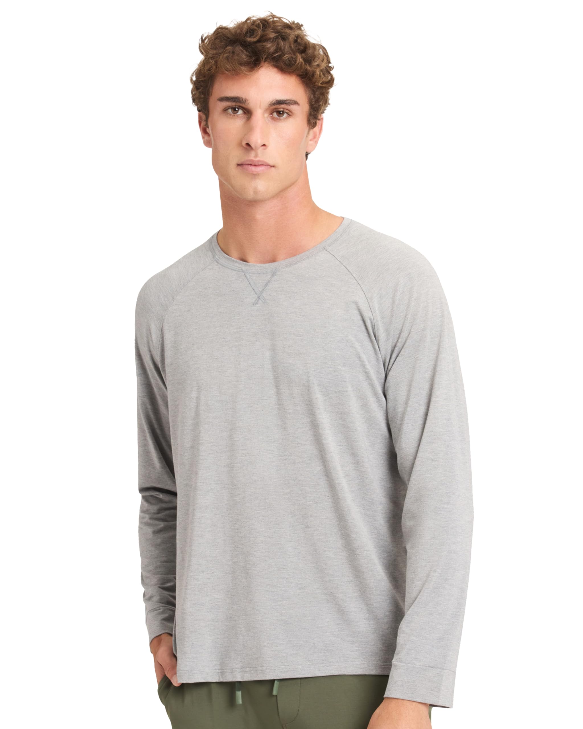 Cozy Earth Men’s Stretch-Knit Long Sleeve Shirt - Breathable Temperature Relaxed Slim Fit Loungewear T-Shirt for Men