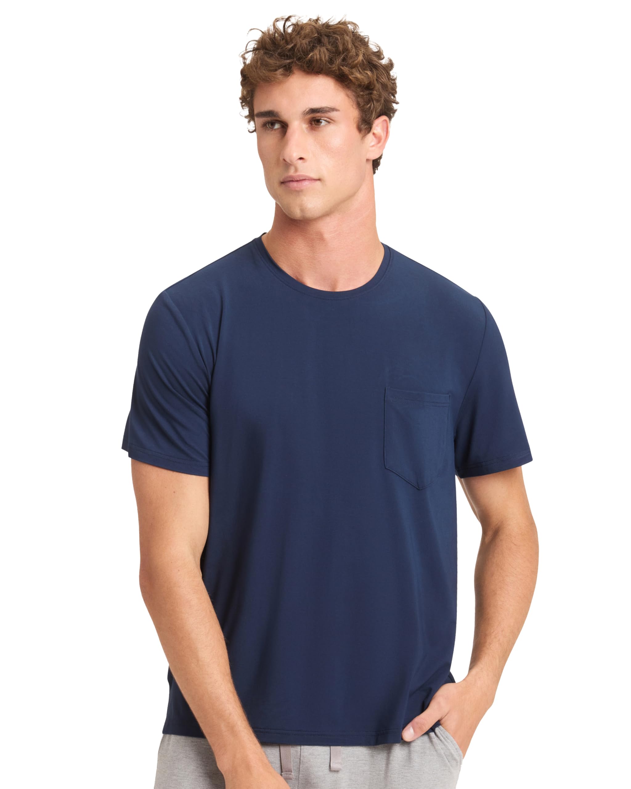 Cozy Earth Men’s Stretch-Knit Lounge Tee - Relaxed Fit, Short Sleeve Shirt for Men - Soft Breathable