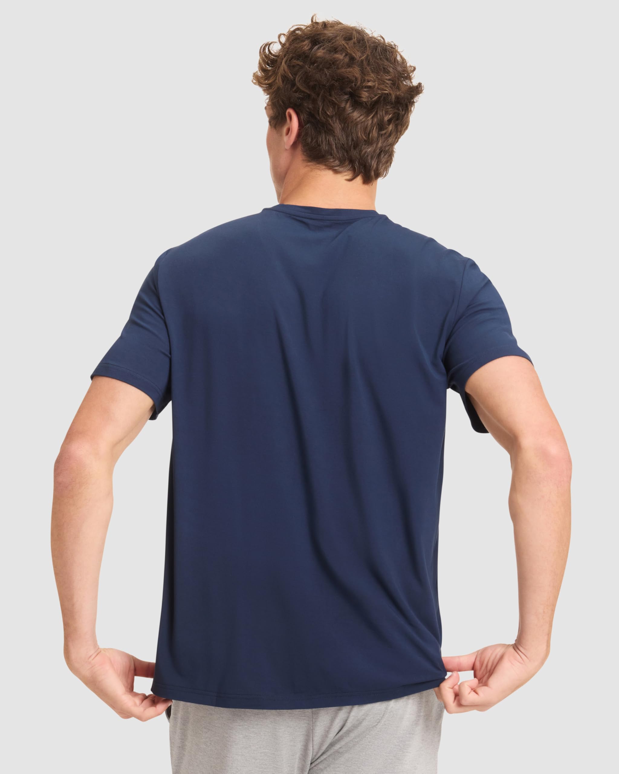Cozy Earth Men’s Stretch-Knit Lounge Tee - Relaxed Fit, Short Sleeve Shirt for Men - Soft Breathable - Image 2