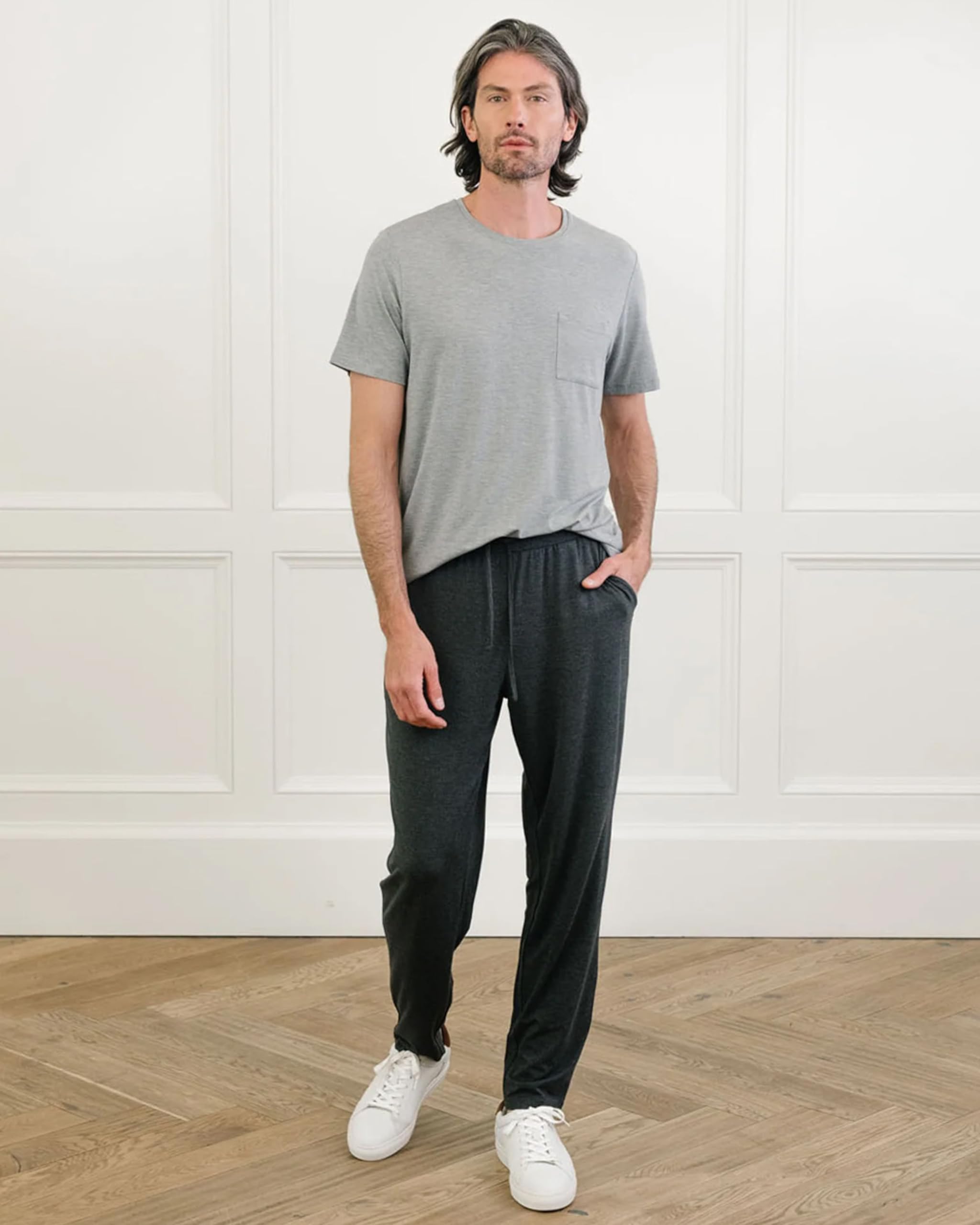 Cozy Earth Men’s Stretch-Knit Pajama Pants with Elastic Drawstring Waist & Side Pockets - Image 2
