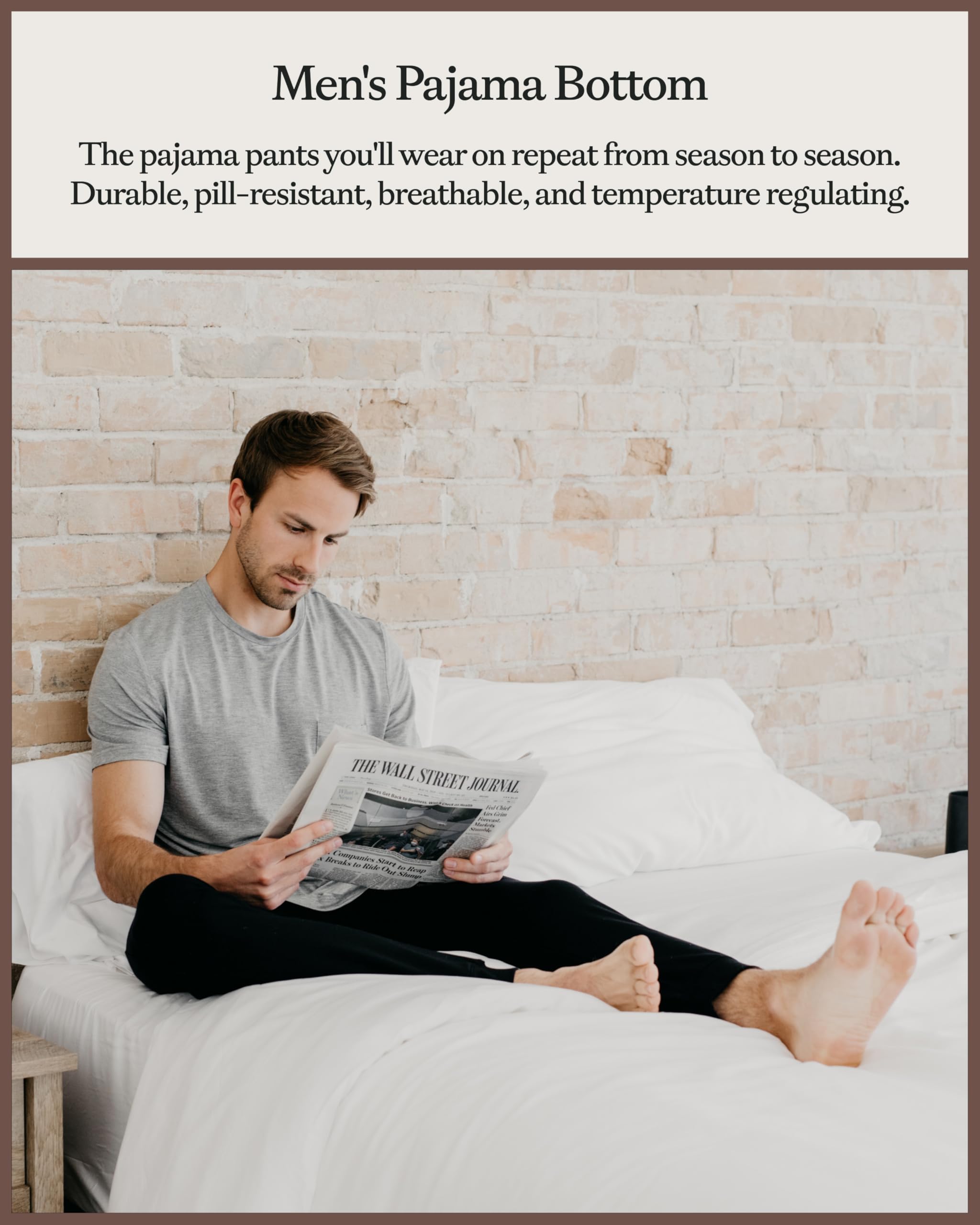 Cozy Earth Men’s Stretch-Knit Pajama Pants with Elastic Drawstring Waist & Side Pockets - Image 4