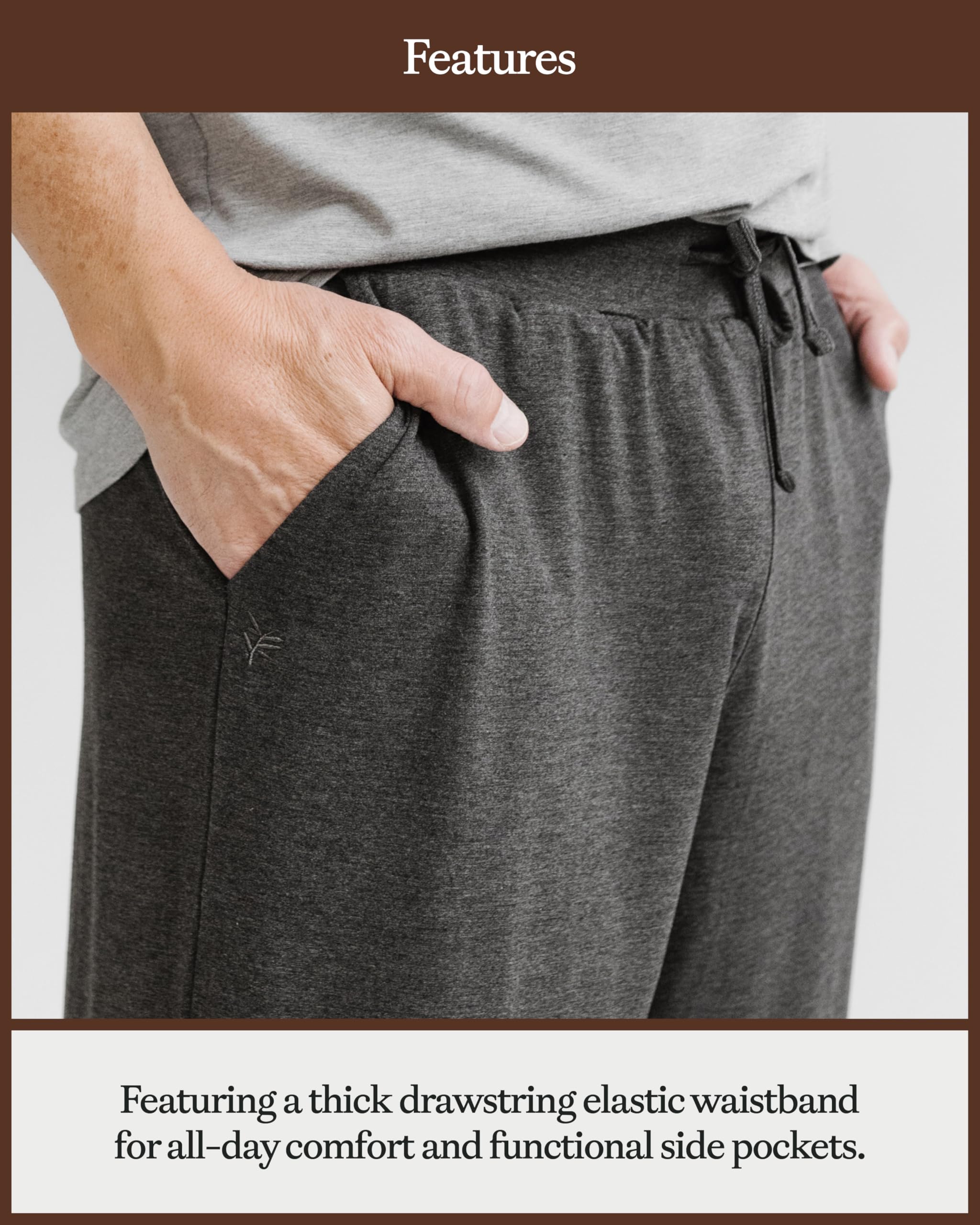Cozy Earth Men’s Stretch-Knit Pajama Pants with Elastic Drawstring Waist & Side Pockets - Image 5