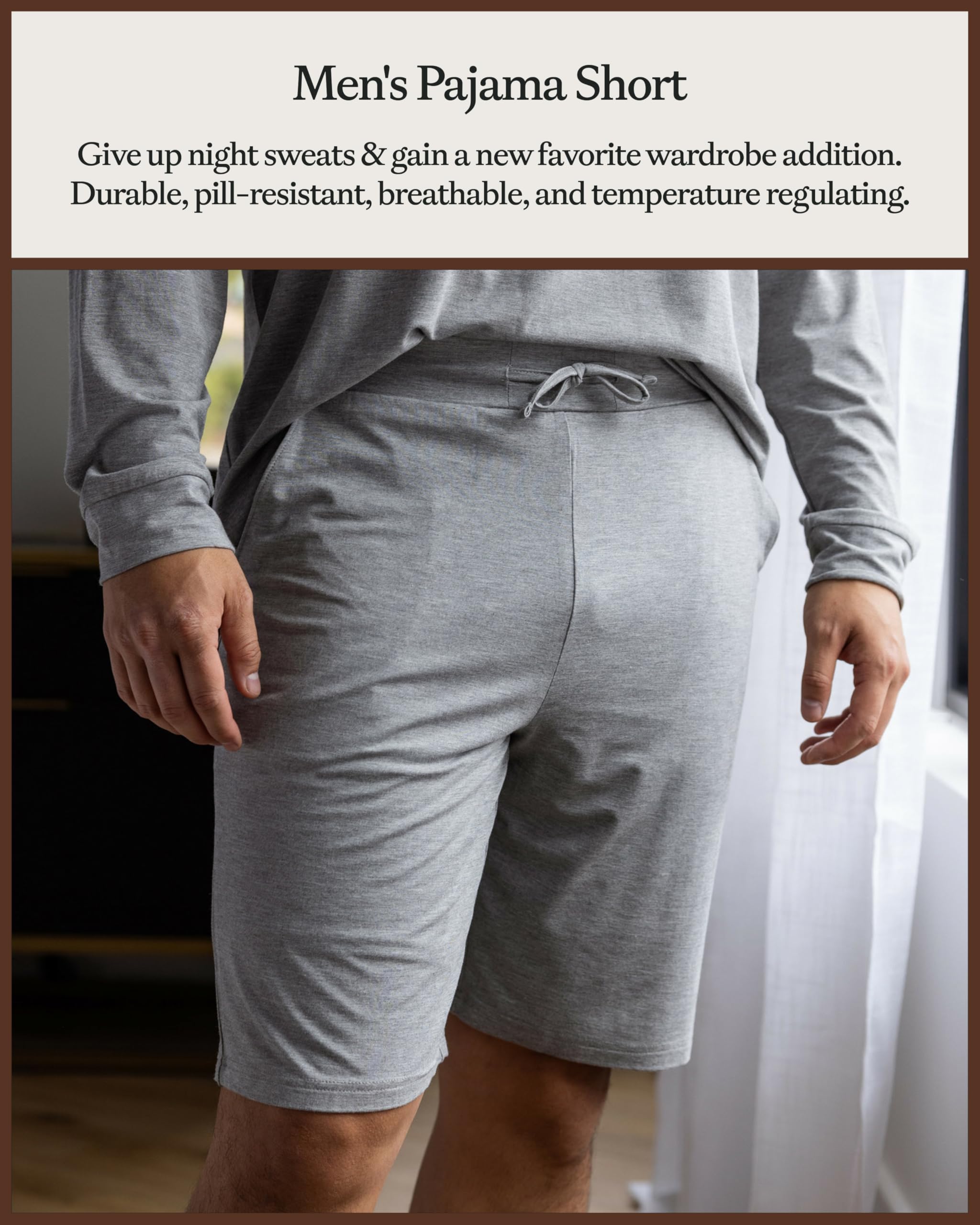 Cozy Earth Men’s Stretch-Knit Pajama Shorts - Breathable Temperature Regulating 95% Viscose from Bamboo Blend - Image 3