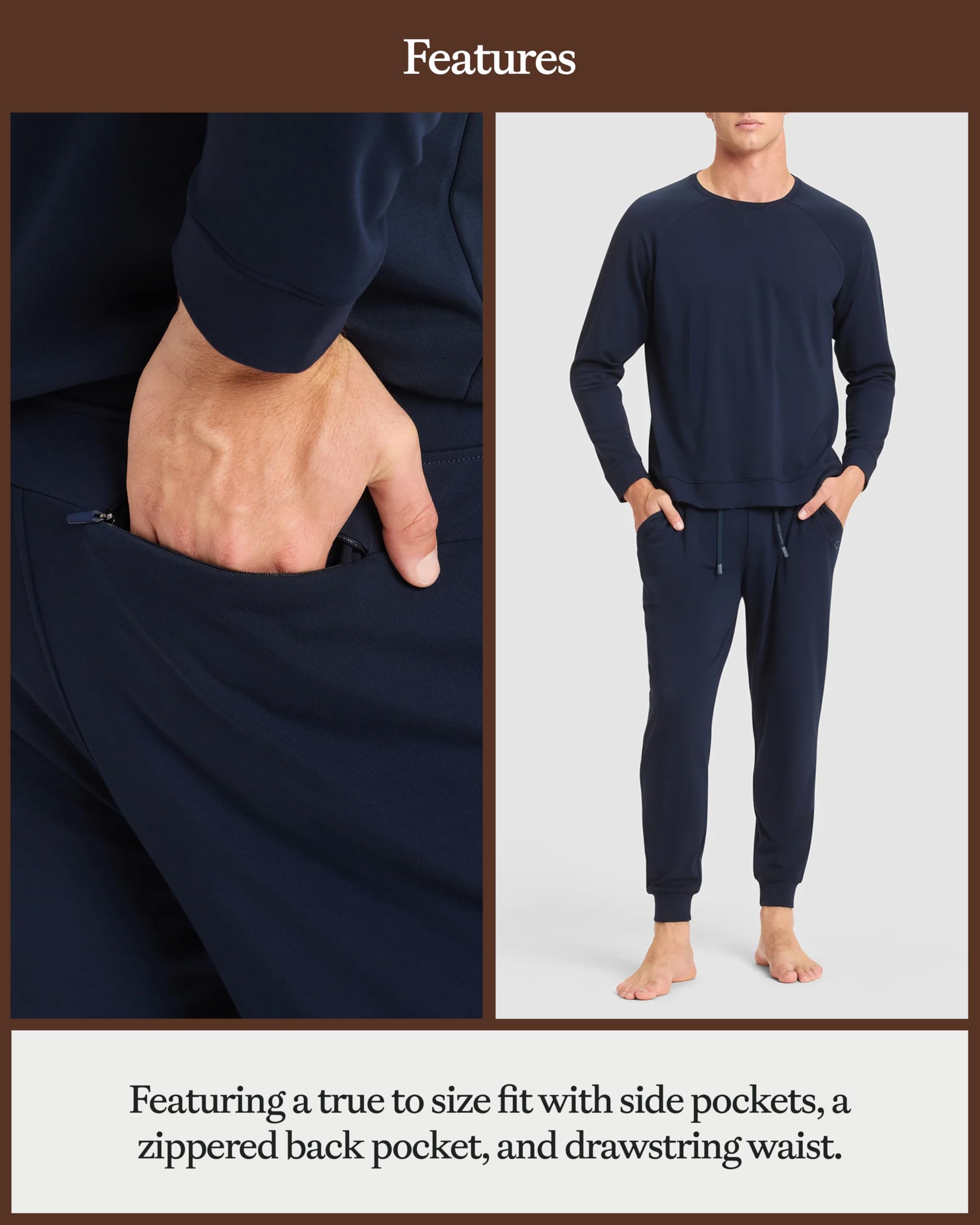 Cozy Earth Men’s Ultra Soft Jogger Pants Zippered Back Pocket - Viscose from Bamboo Blend - Image 5