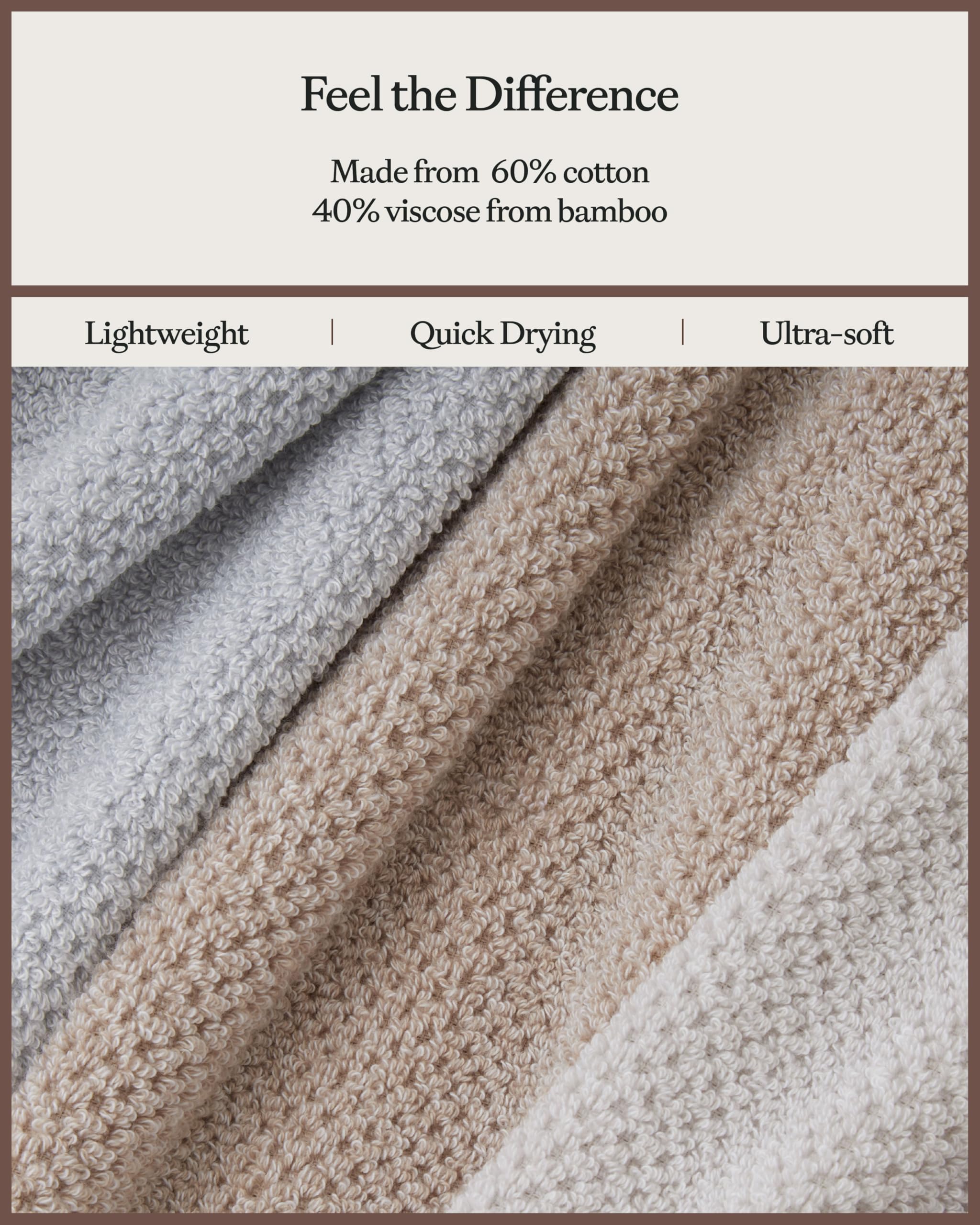 Cozy Earth Nantucket 60% Cotton 40% Viscose from Bamboo Bath Towel - 600 GSM Plush & Fast-Drying with Rice Weave Pattern - 2 Pack 30" x 58" Luxury Bath Towel - Harbor Mist - Image 4