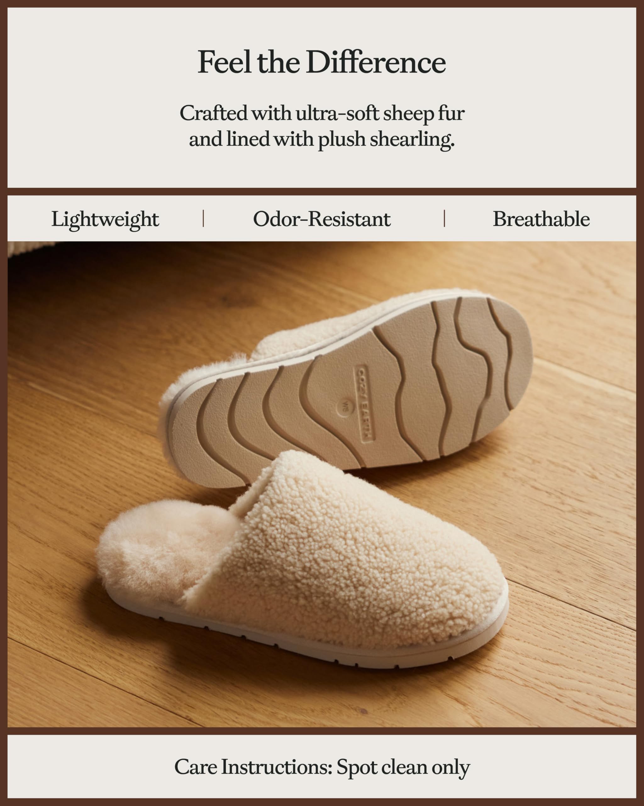 Cozy Earth Puffy Sheep Slippers - Women’s Shearling Fur House Slippers - Indoor Outdoor - Padded Footbed & Rubber Outsole - Image 6