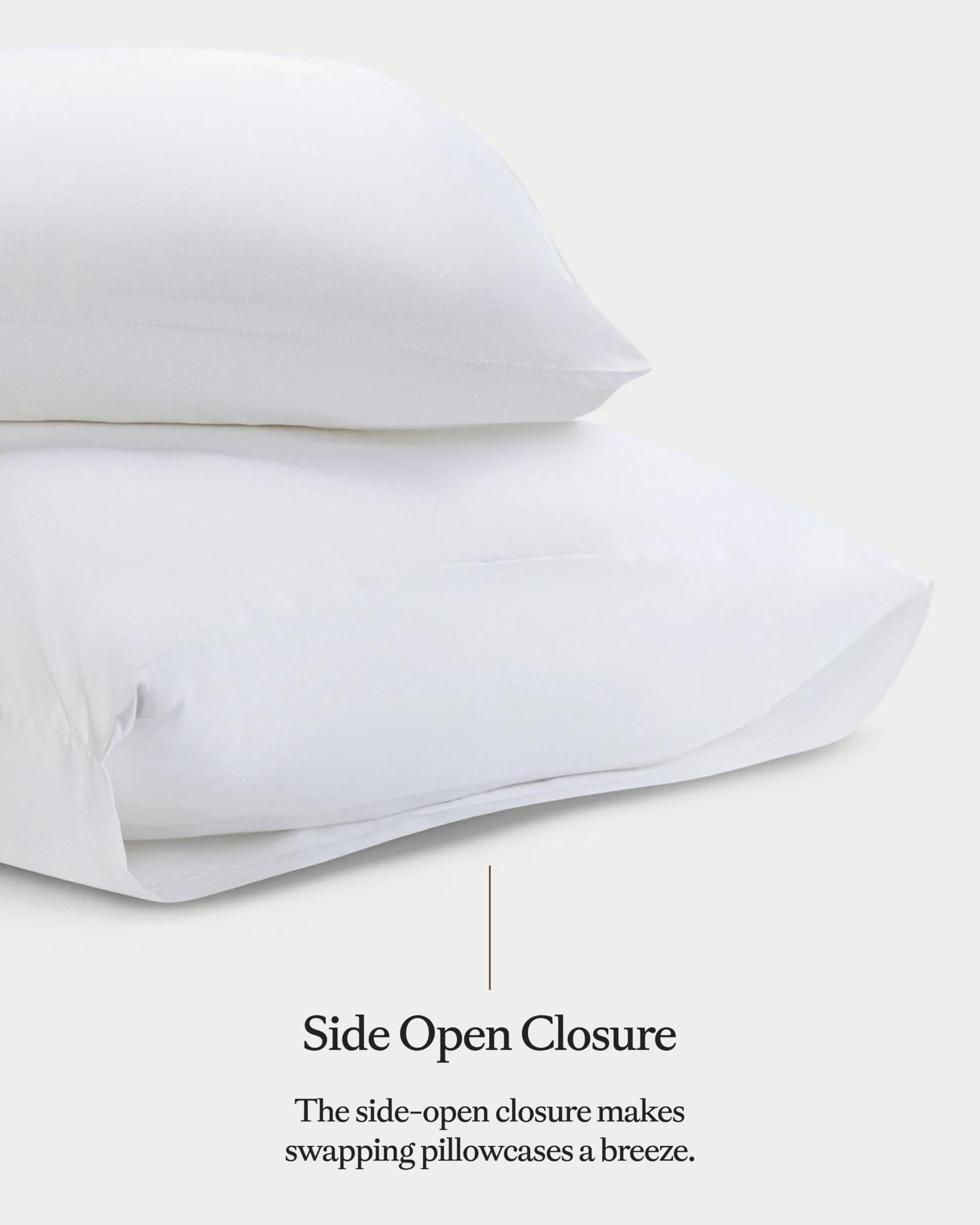 Cozy Earth Standard Pillowcases Set of 2 - Made of 100% Viscose from Bamboo, Ultra-Soft & Luxury, Woven from Naturally Breathable & Lightweight Fabric - White - Image 3