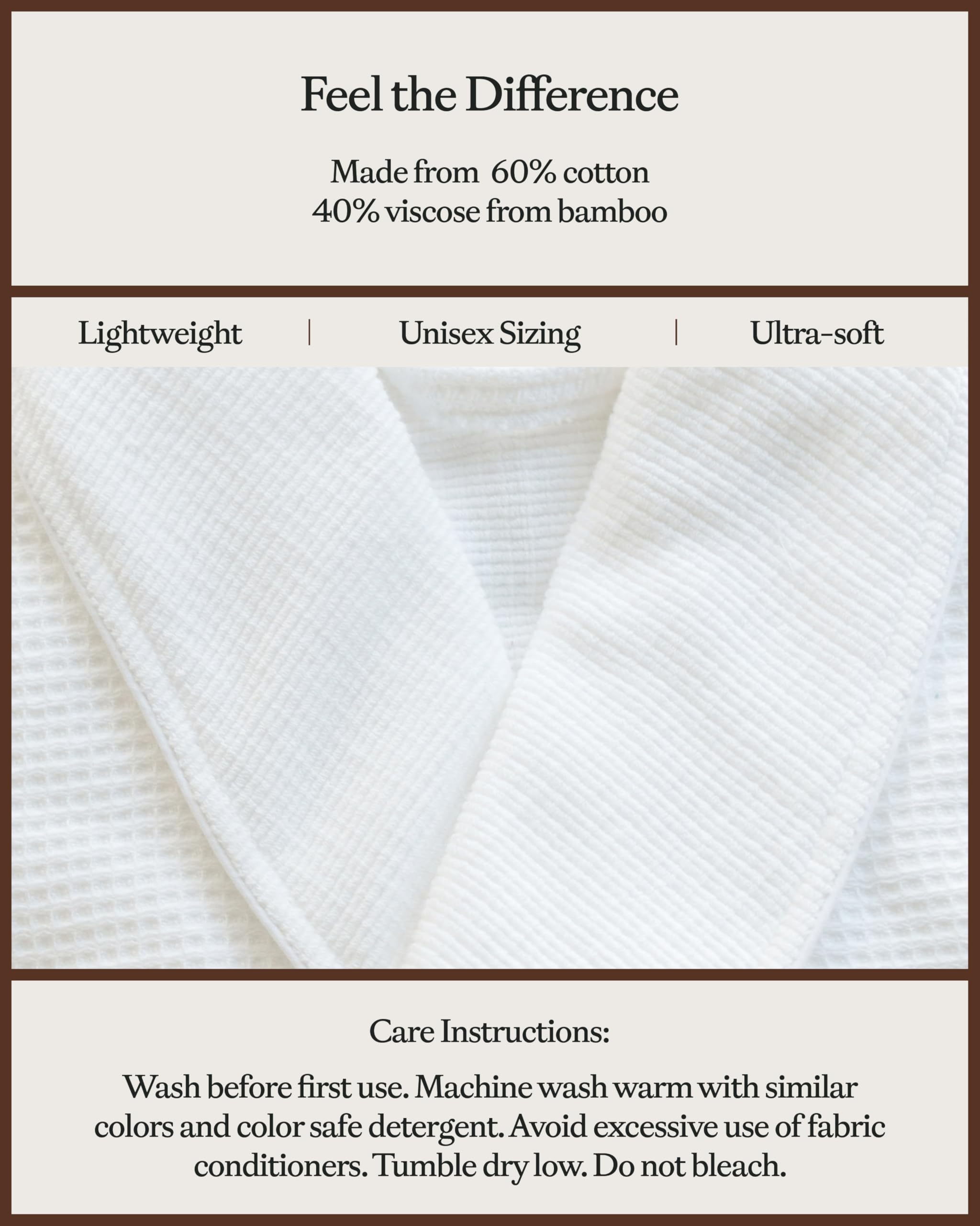 Cozy Earth Waffle Bath Robe - Lightweight Spa Robe with Pockets - 40% Viscose from Bamboo Blend - Image 5