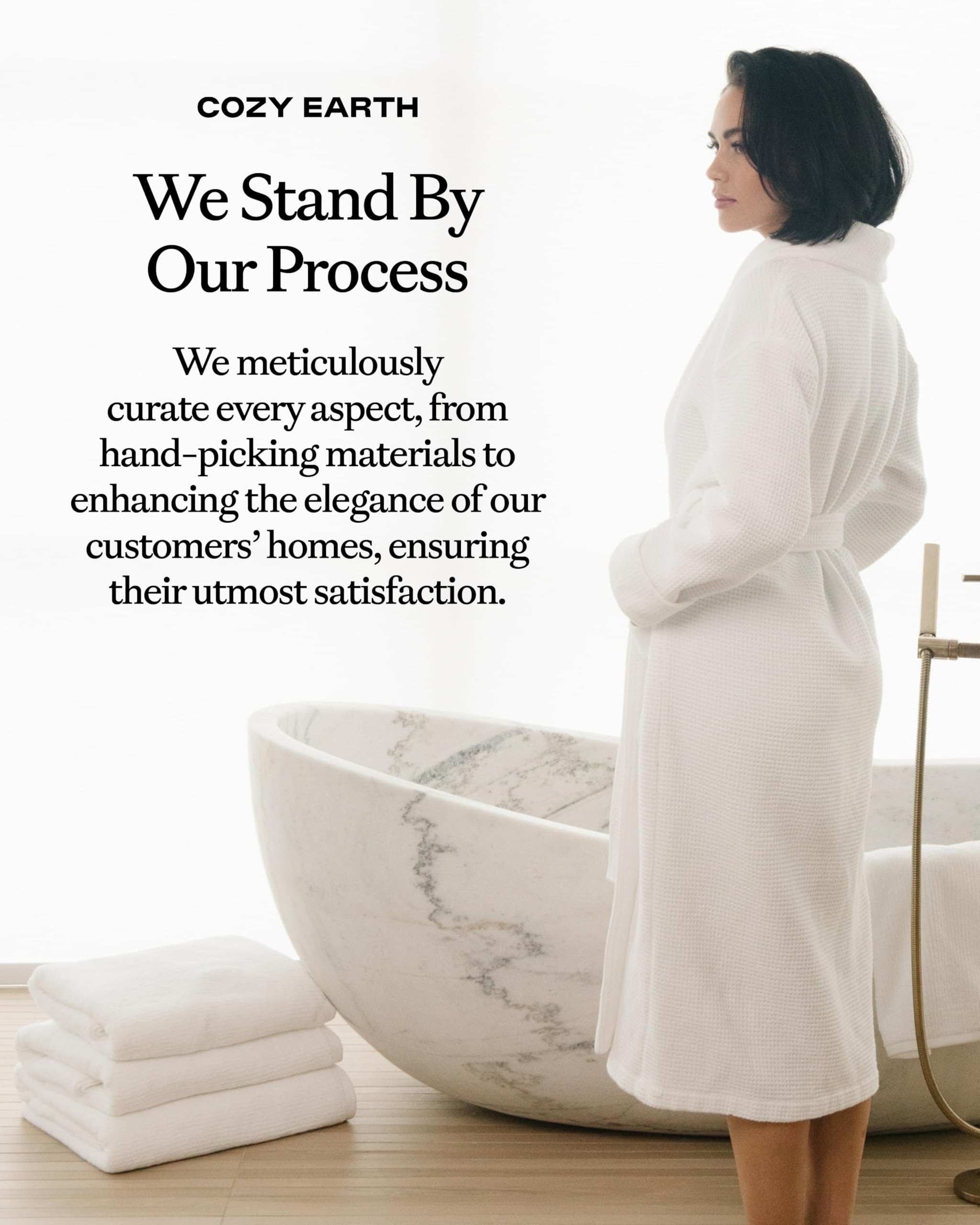 Cozy Earth Waffle Bath Robe - Lightweight Spa Robe with Pockets - 40% Viscose from Bamboo Blend - Image 7