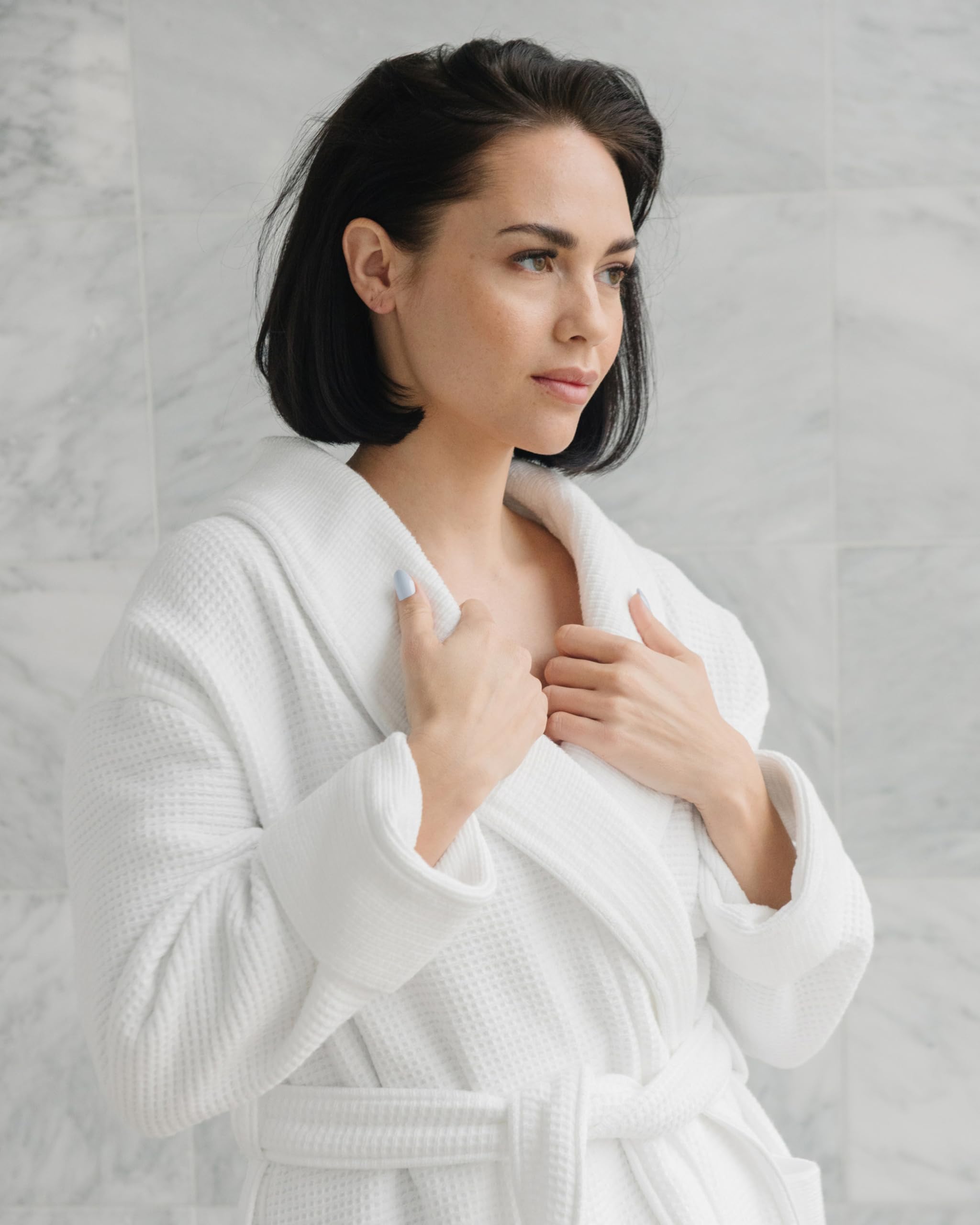 Cozy Earth Waffle Bath Robe - Lightweight Spa Robe with Pockets - 40% Viscose from Bamboo Blend - Image 6