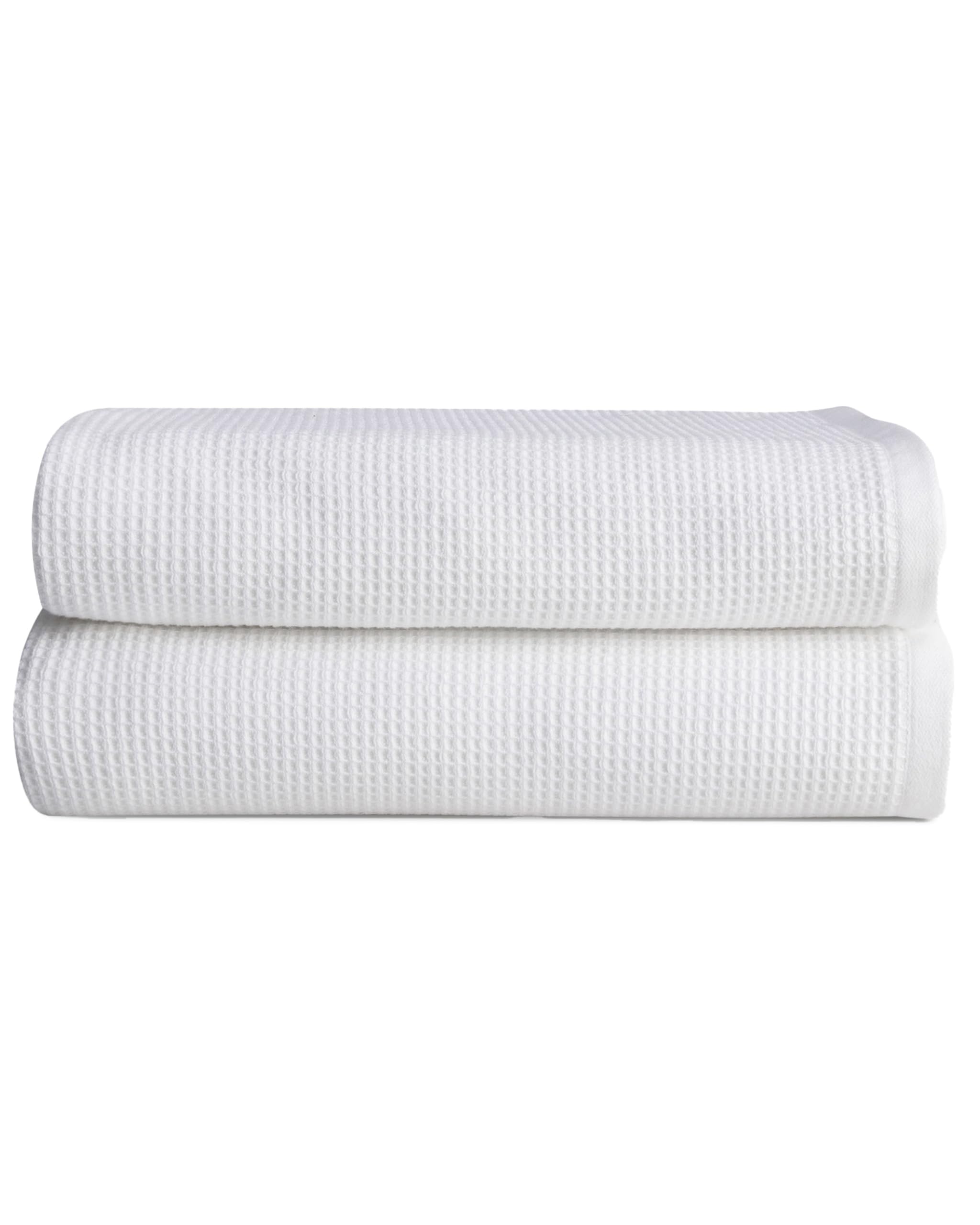 Cozy Earth Waffle Bath Sheets - 60% Cotton 40% Viscose from Bamboo Bath Sheets 40 x 65 Inches - Soft & Absorbent Terry, Reversible Mini Textured Waffle & Weave Pattern - 2 Pack