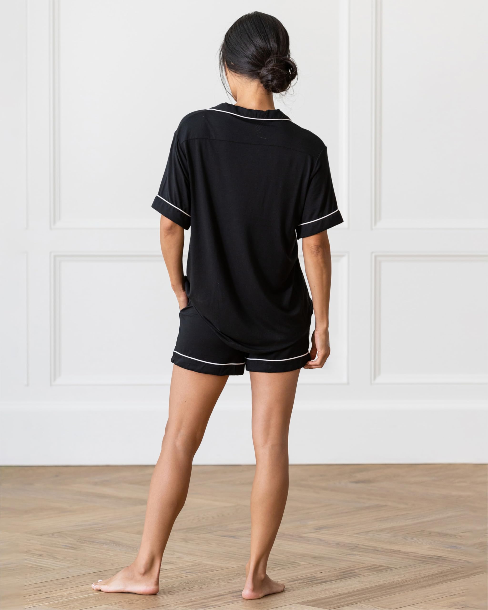 Cozy Earth Women’s Short Sleeve Pajama Set - Relaxed Fit with Adjustable Waistband & Side Pockets - Women’s Sleepwear - Image 2