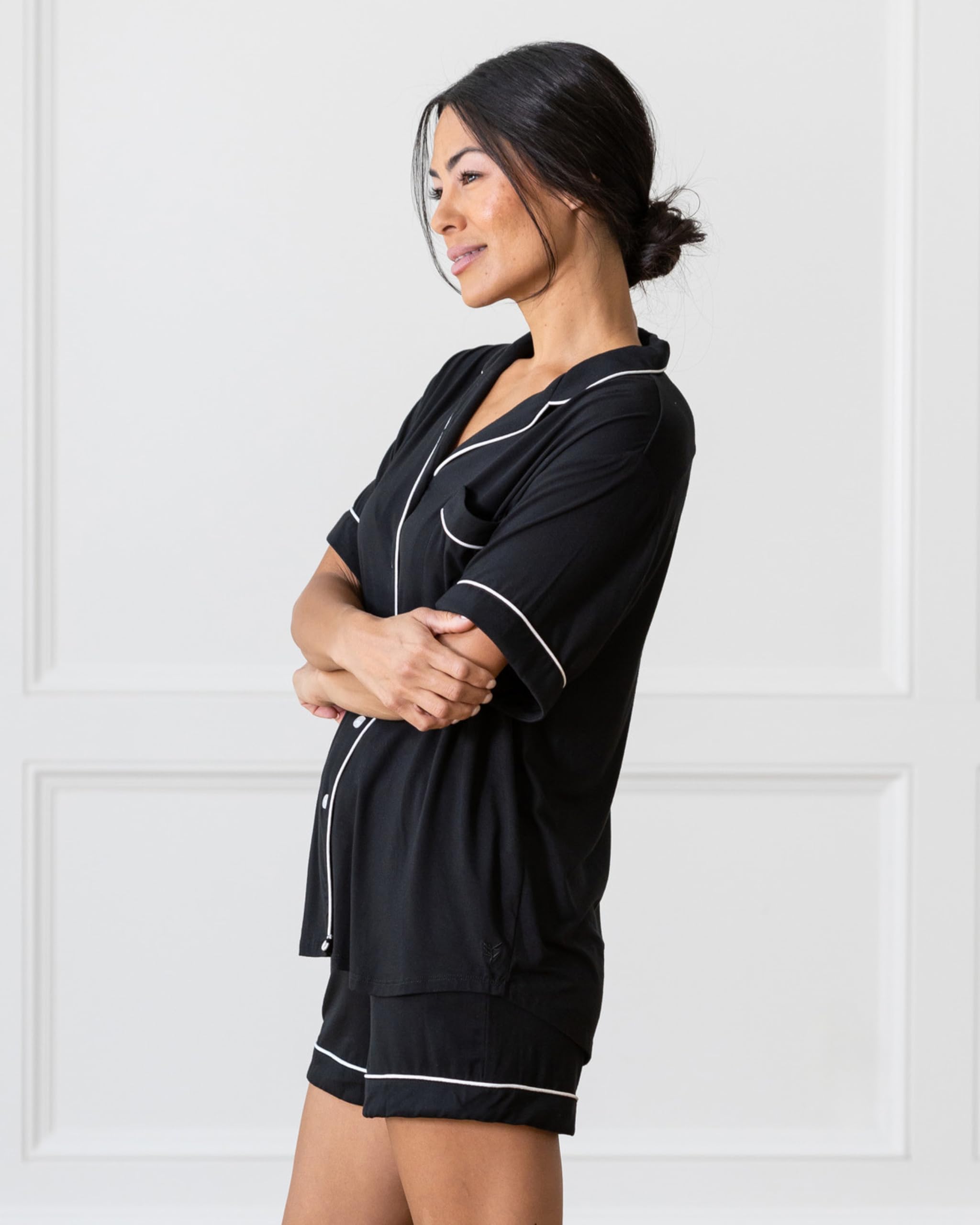 Cozy Earth Women’s Short Sleeve Pajama Set - Relaxed Fit with Adjustable Waistband & Side Pockets - Women’s Sleepwear - Image 3